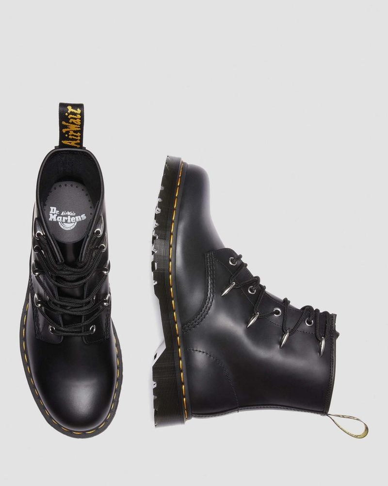 Black Dr Martens 1460 Alien Hardware Leather Lace Up Boots (Danuibo) Boots | BA70-Y2EI