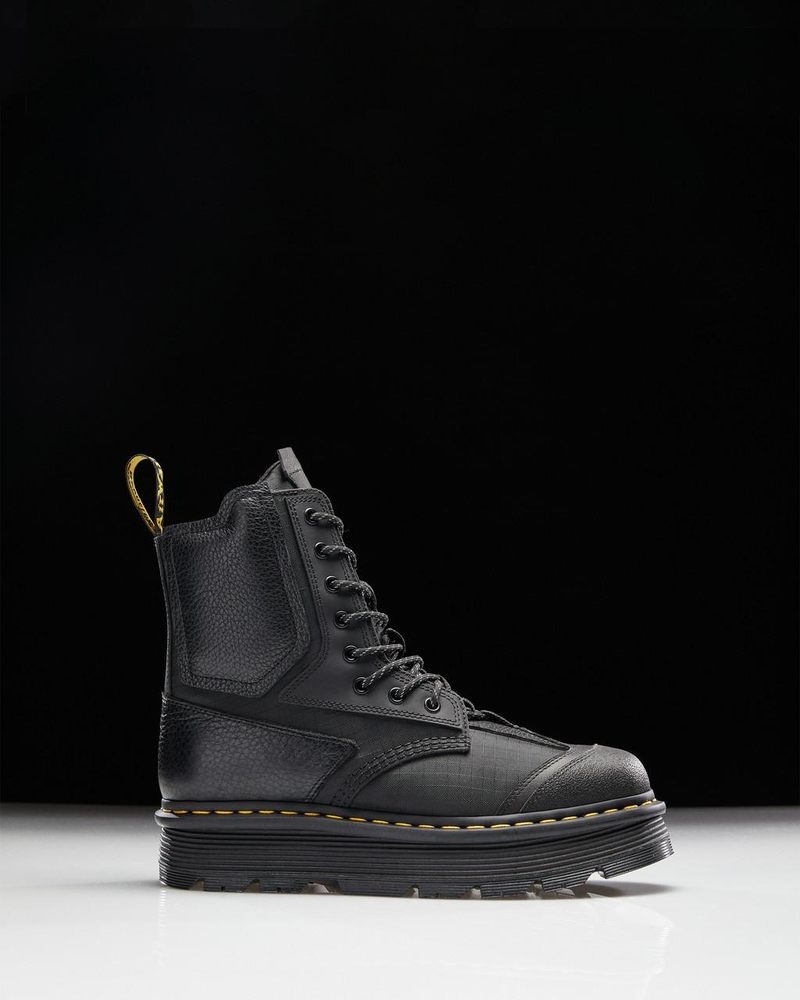 Black Dr Martens 1460 Beta Zebzag Platform Boots (Lunar+Sorento+Hub Ripstop) Platforms Boots | PZ91-M0GG