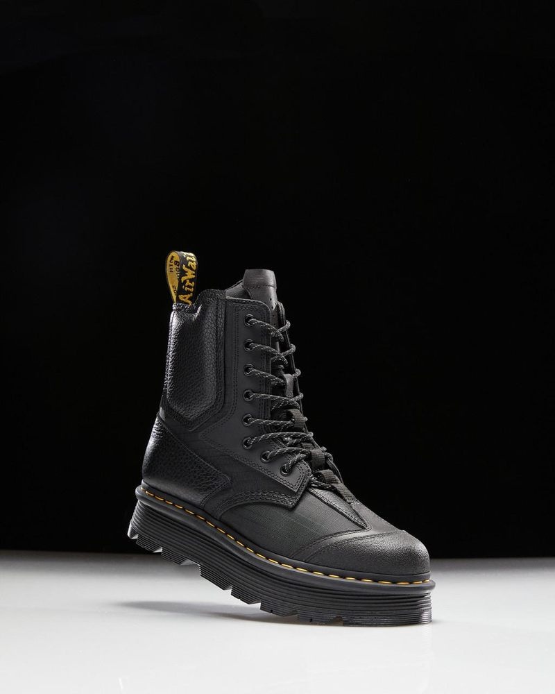 Black Dr Martens 1460 Beta Zebzag Platform Boots (Lunar+Sorento+Hub Ripstop) Platforms Boots | PZ91-M0GG