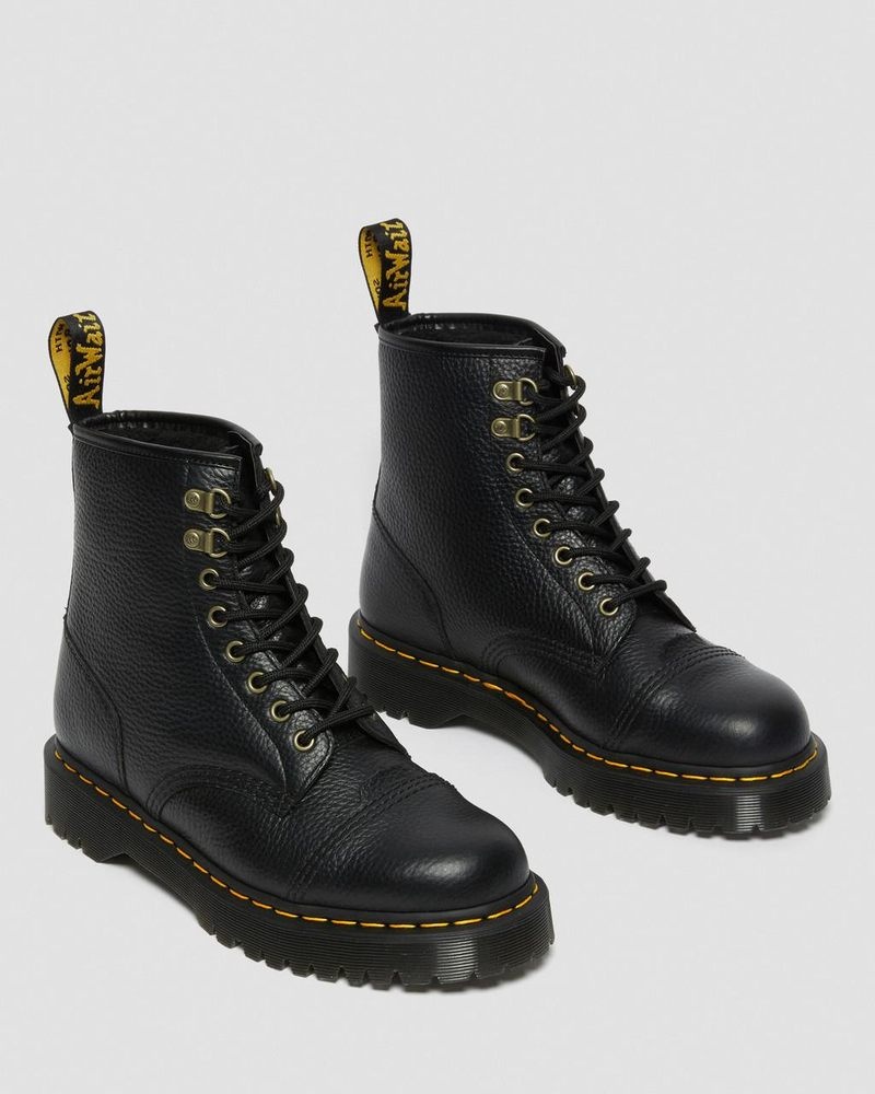 Black Dr Martens 1460 Bex Fleece-Lined Leather Lace Up Boots (Milled Nappa) Platforms Boots | TU39-V8IY