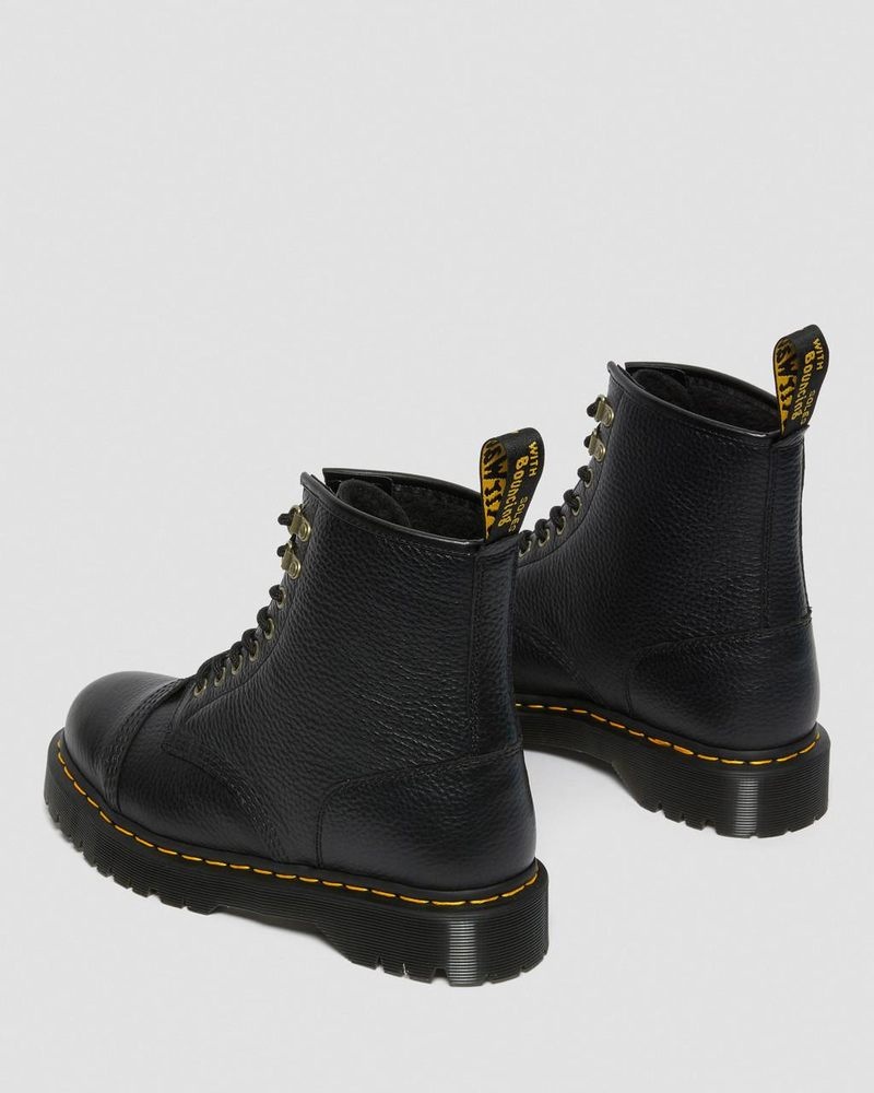 Black Dr Martens 1460 Bex Fleece-Lined Leather Lace Up Boots (Milled Nappa) Platforms Boots | TU39-V8IY