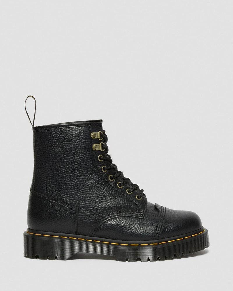 Black Dr Martens 1460 Bex Fleece-Lined Leather Lace Up Boots (Milled Nappa) Platforms Boots | TU39-V8IY