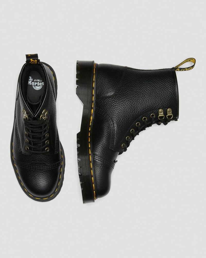 Black Dr Martens 1460 Bex Fleece-Lined Leather Lace Up Boots (Milled Nappa) Platforms Boots | TU39-V8IY