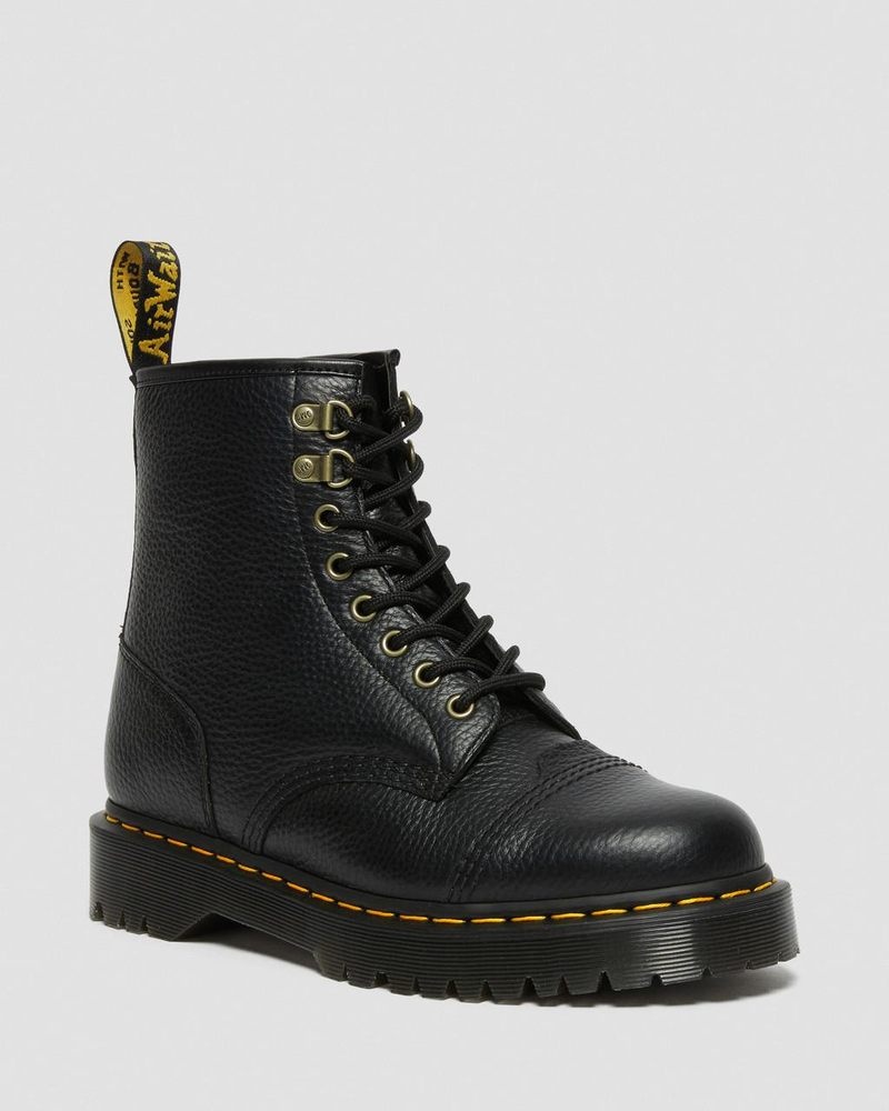 Black Dr Martens 1460 Bex Fleece-Lined Leather Lace Up Boots (Milled Nappa) Platforms Boots | TU39-V8IY