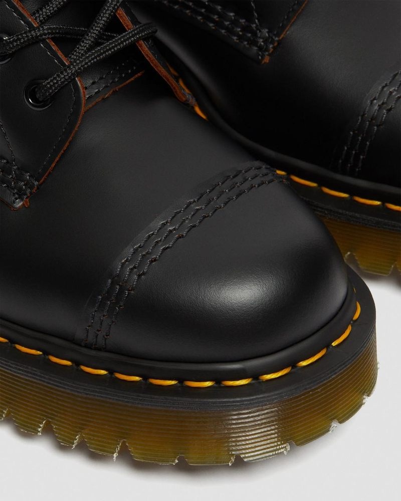 Black Dr Martens 1460 Bex Made in England Toe Cap Lace Up Boots (Quilon) Platforms | GZ31-E3WC