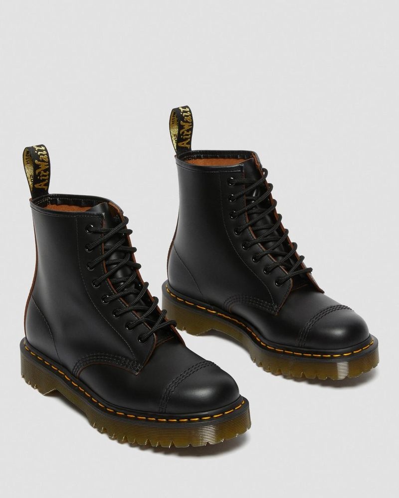 Black Dr Martens 1460 Bex Made in England Toe Cap Lace Up Boots (Quilon) Platforms | GZ31-E3WC