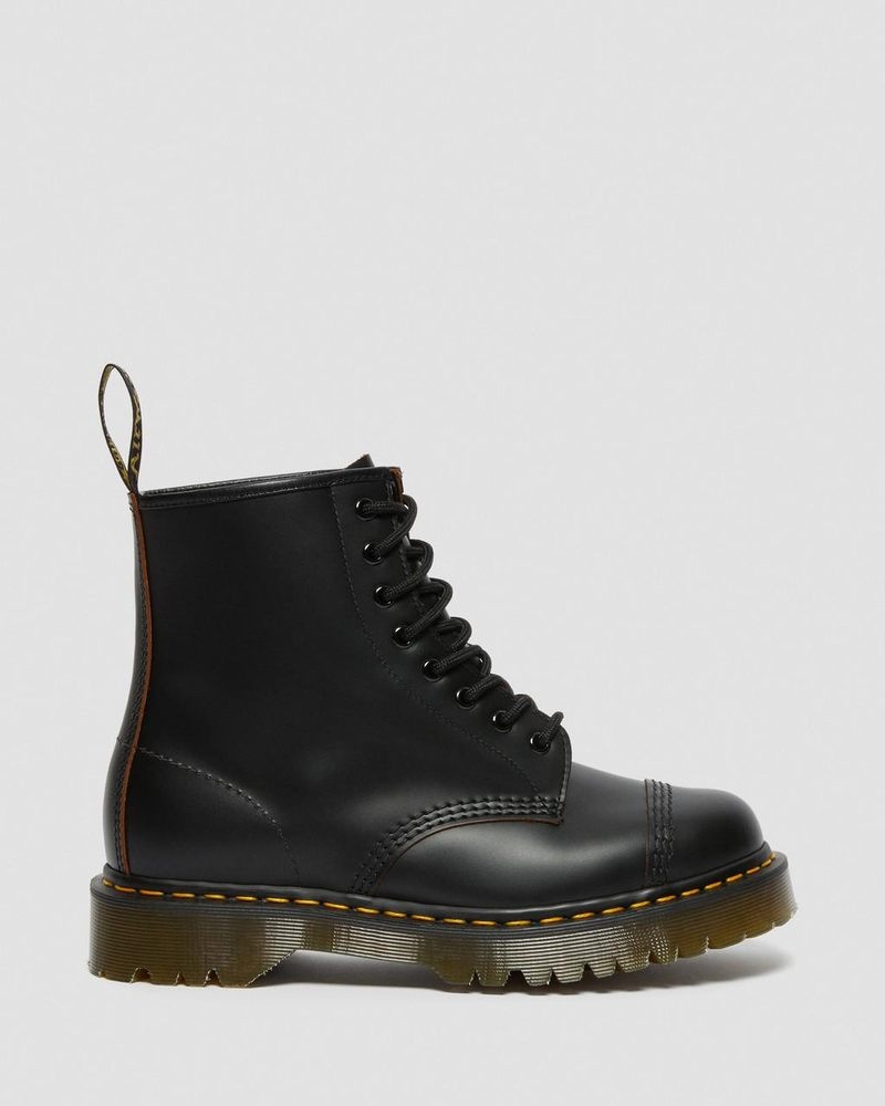 Black Dr Martens 1460 Bex Made in England Toe Cap Lace Up Boots (Quilon) Platforms | GZ31-E3WC