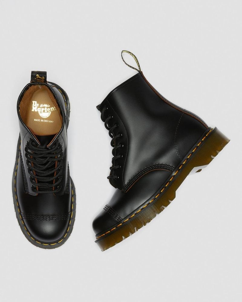 Black Dr Martens 1460 Bex Made in England Toe Cap Lace Up Boots (Quilon) Platforms | GZ31-E3WC