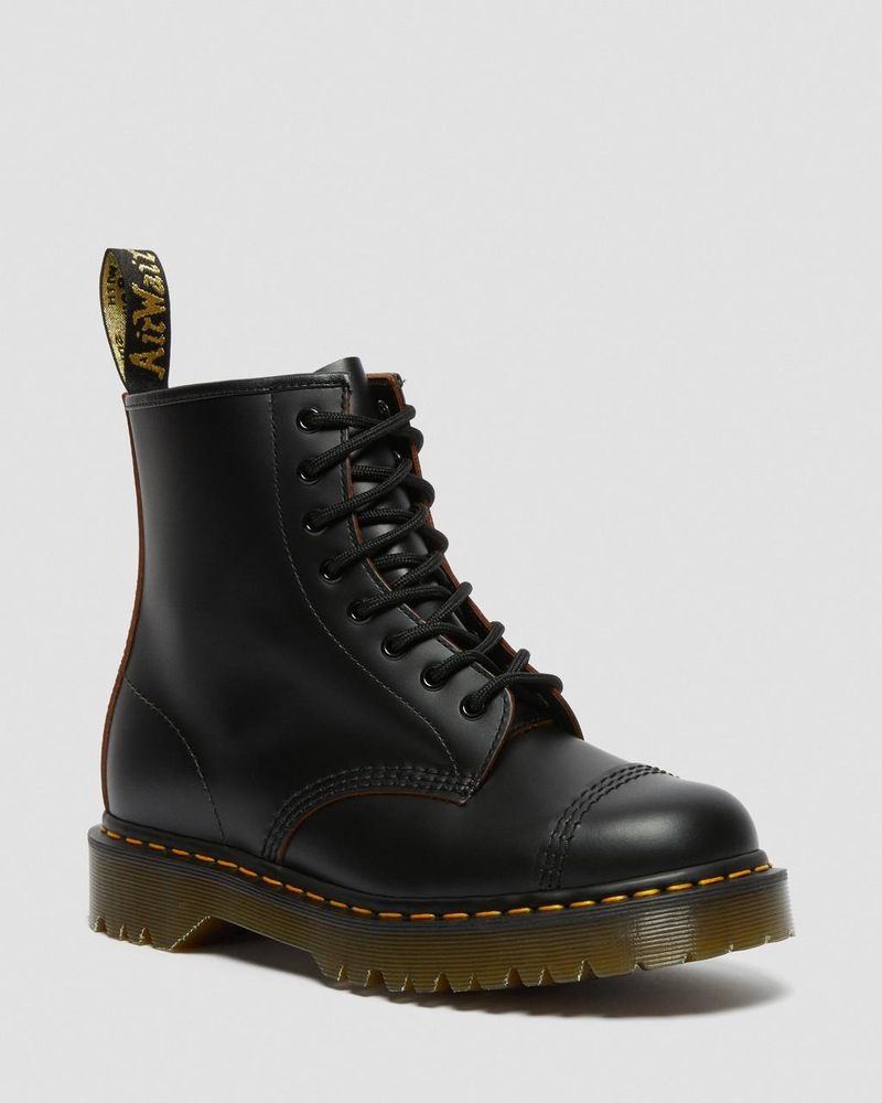 Black Dr Martens 1460 Bex Made in England Toe Cap Lace Up Boots (Quilon) Platforms | GZ31-E3WC