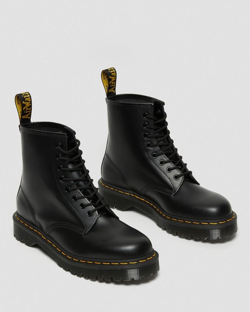 Black Dr Martens 1460 Bex Smooth Leather Lace Up Boots (Smooth Leather) Platforms Boots | WE70-Z7MO