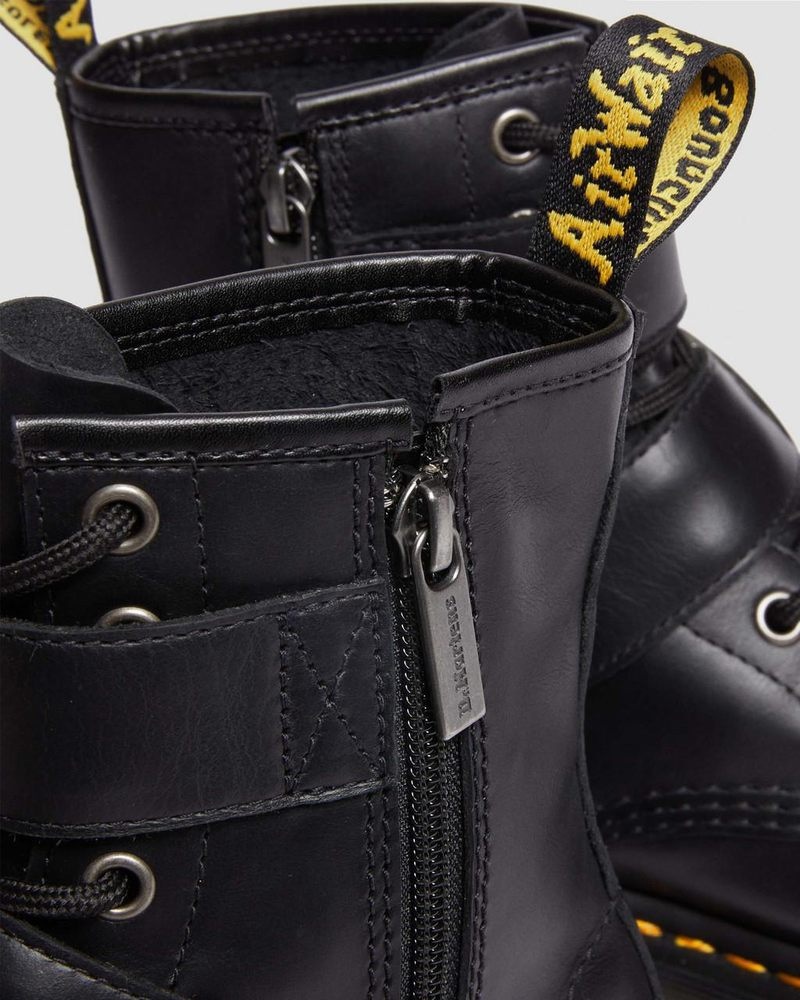 Black Dr Martens 1460 Buckle Pull Up Leather Lace Up Boots (Pull Up) Boots | SZ21-B3AR