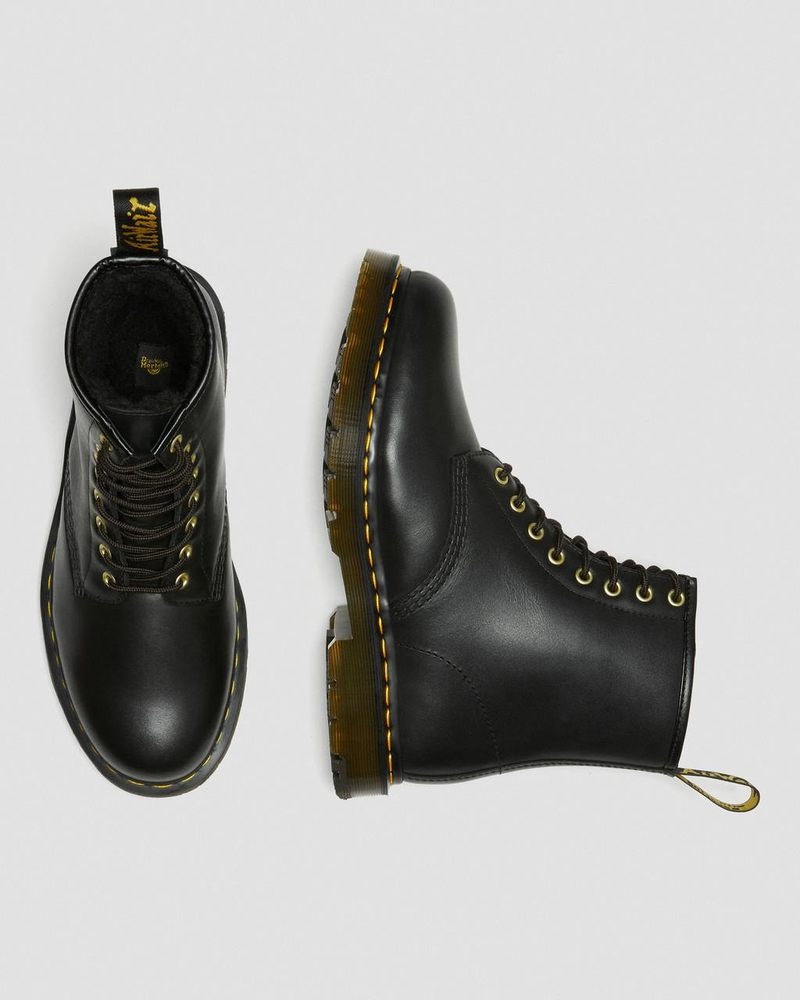 Black Dr Martens 1460 DM's Wintergrip Leather Lace Up Boots (Blizzard Wp) Boots | HM48-C2ZF