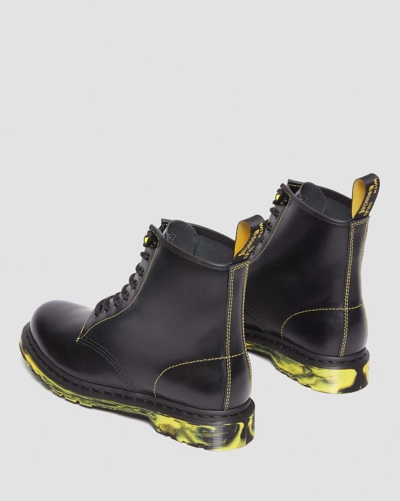 Black Dr Martens 1460 Marbled Sole Smooth Leather Lace Up Boots (Smooth Leather) Boots | WB75-S2AN