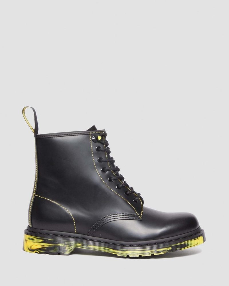 Black Dr Martens 1460 Marbled Sole Smooth Leather Lace Up Boots (Smooth Leather) Boots | WB75-S2AN