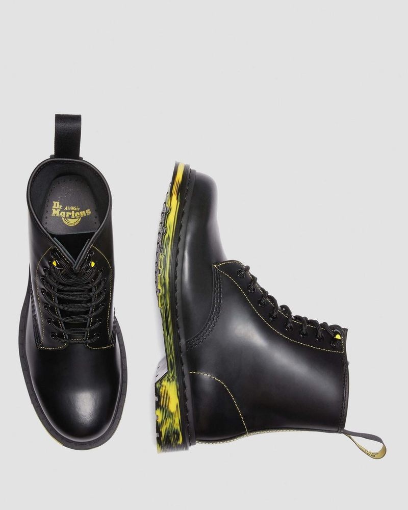 Black Dr Martens 1460 Marbled Sole Smooth Leather Lace Up Boots (Smooth Leather) Boots | WB75-S2AN