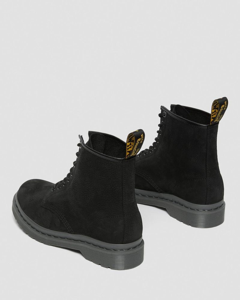 Black Dr Martens 1460 Mono Milled Nubuck Leather Lace Up Boots (Milled Nubuck Wp) Boots | IZ96-U1VP