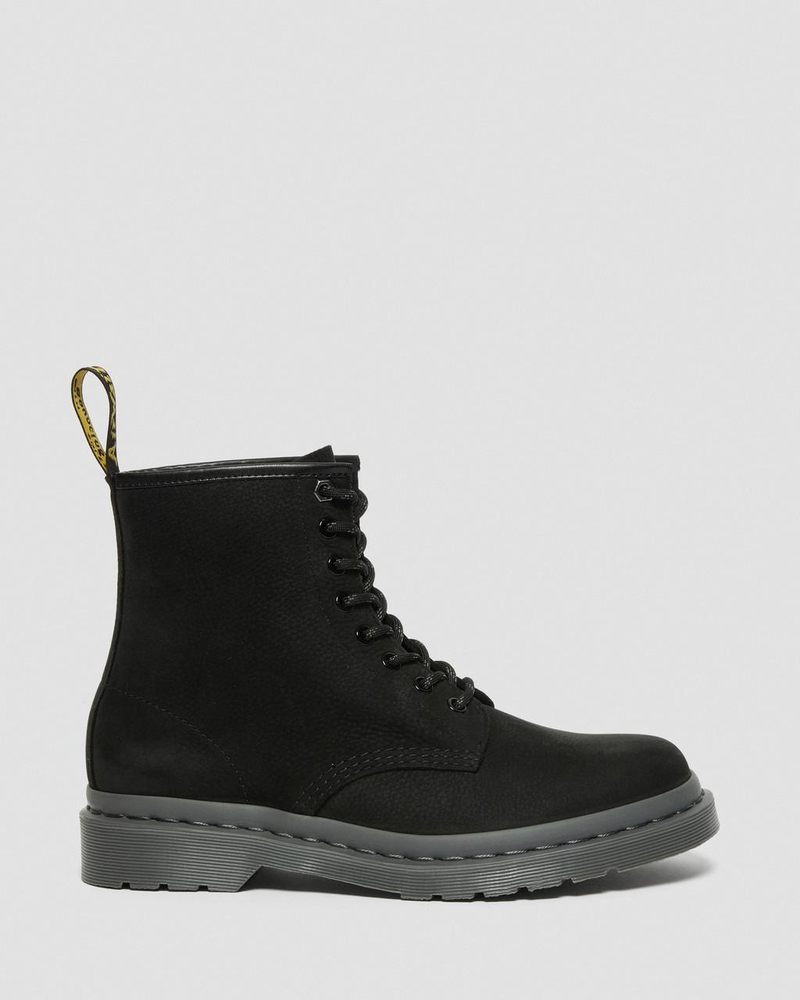 Black Dr Martens 1460 Mono Milled Nubuck Leather Lace Up Boots (Milled Nubuck Wp) Boots | IZ96-U1VP