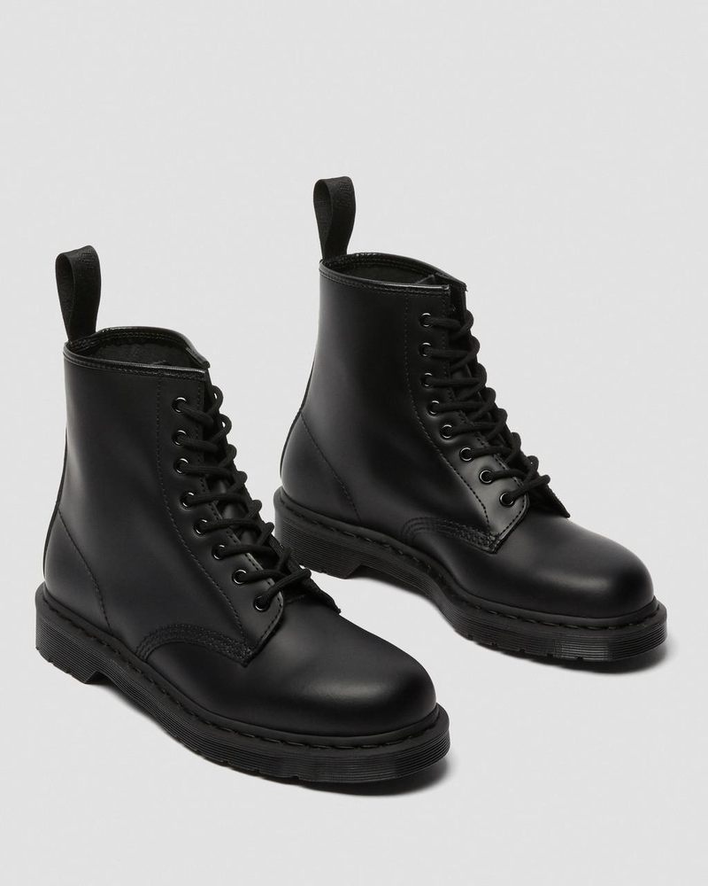 Black Dr Martens 1460 Mono Smooth Leather Lace Up Boots (Smooth Leather) Boots | QD50-N5MQ