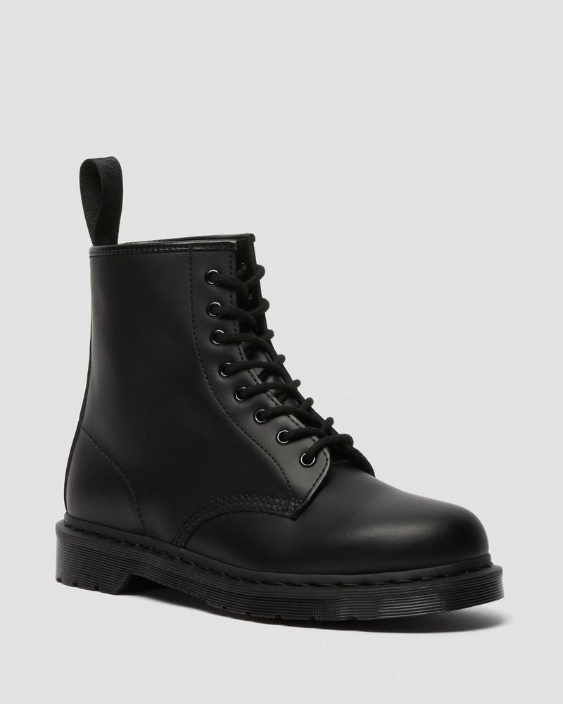 Black Dr Martens 1460 Mono Smooth Leather Lace Up Boots (Smooth Leather) Boots | QD50-N5MQ