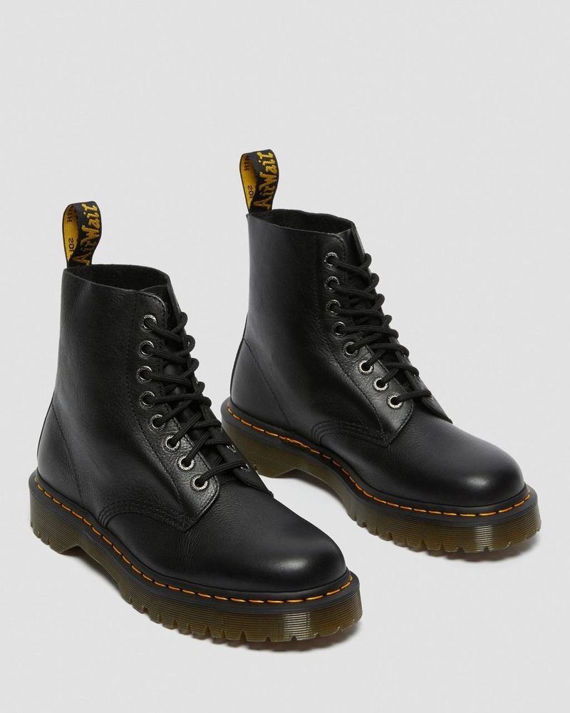 Black Dr Martens 1460 Pascal Bex Pisa Leather Lace Up Boots (Pisa) Platforms Boots | AV38-W8LN