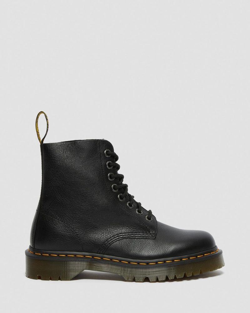 Black Dr Martens 1460 Pascal Bex Pisa Leather Lace Up Boots (Pisa) Platforms Boots | AV38-W8LN