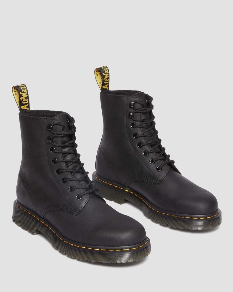 Black Dr Martens 1460 Pascal Wintergrip Outlaw Leather Lace Up Boots (Outlaw) Boots | MM76-G3KI