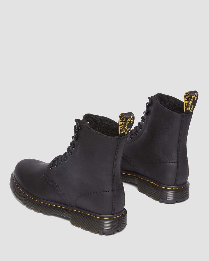 Black Dr Martens 1460 Pascal Wintergrip Outlaw Leather Lace Up Boots (Outlaw) Boots | MM76-G3KI