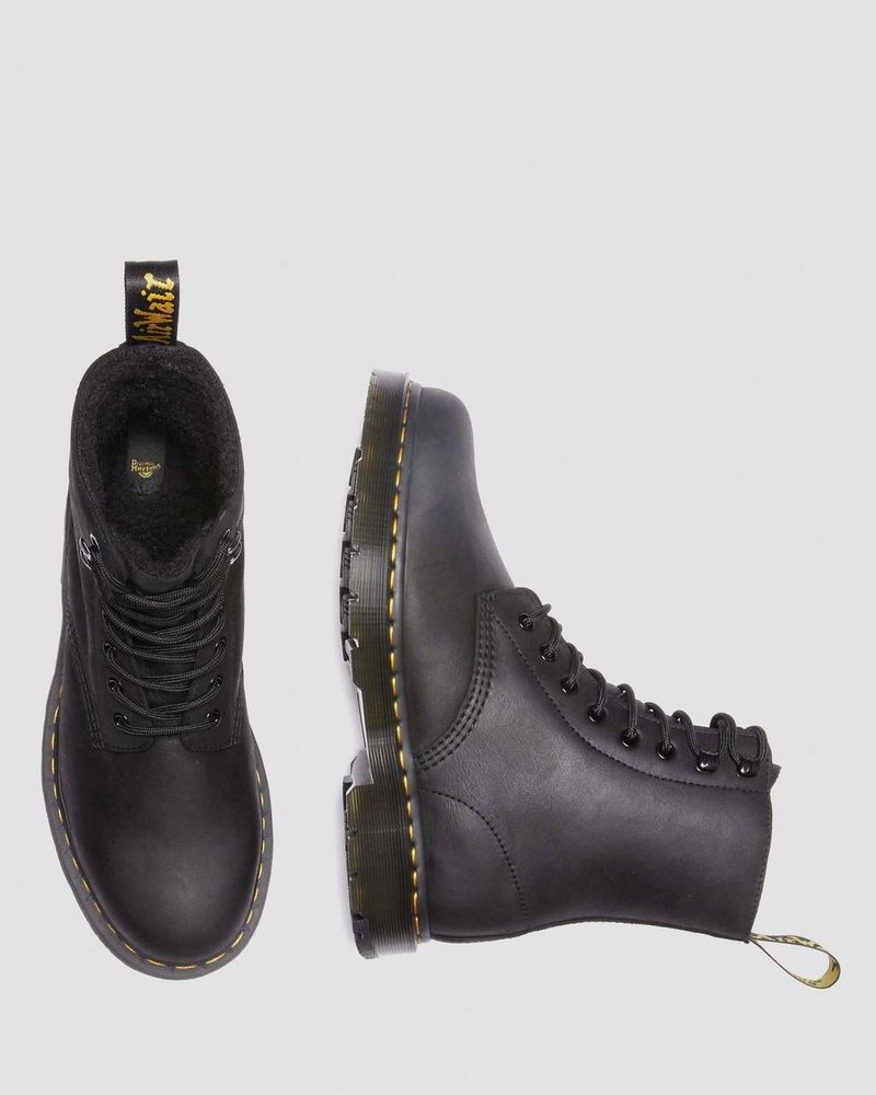 Black Dr Martens 1460 Pascal Wintergrip Outlaw Leather Lace Up Boots (Outlaw) Boots | MM76-G3KI