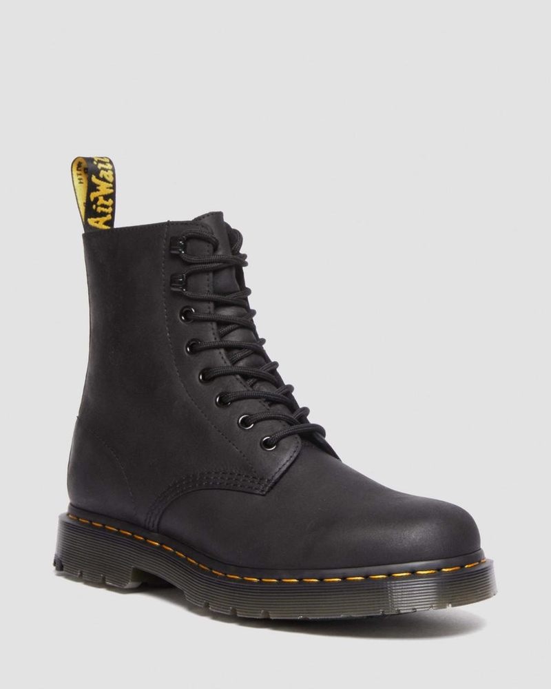 Black Dr Martens 1460 Pascal Wintergrip Outlaw Leather Lace Up Boots (Outlaw) Boots | MM76-G3KI