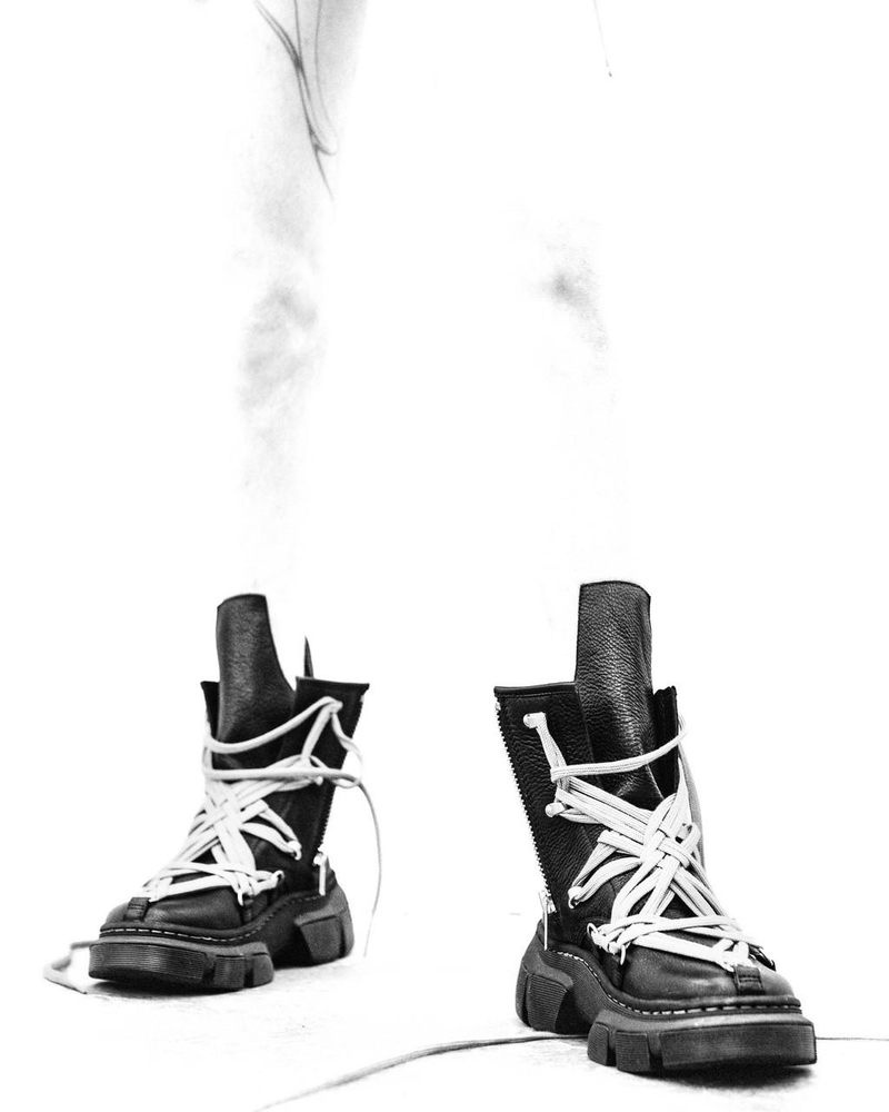 Black Dr Martens 1460 Rick Owens DMXL Megalace Leather Lace Up Boots (Lunar) Boots | ZQ18-C1QS