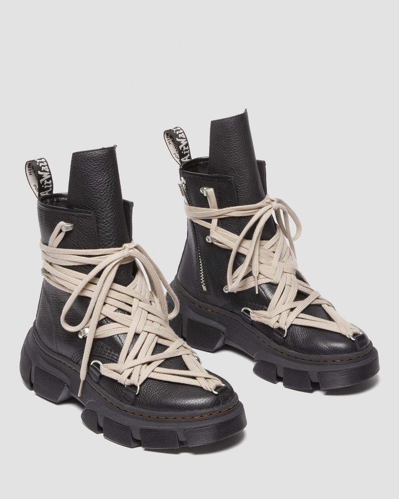 Black Dr Martens 1460 Rick Owens DMXL Megalace Leather Lace Up Boots (Lunar) Boots | ZQ18-C1QS