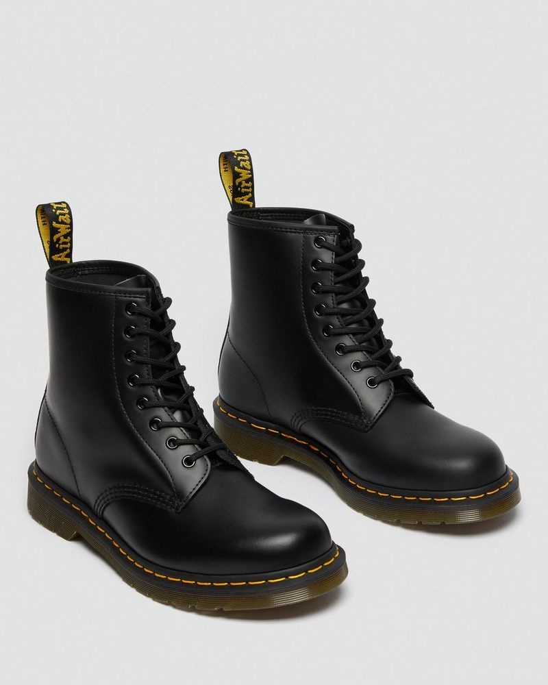 Black Dr Martens 1460 Smooth Leather Lace Up Boots (Smooth Leather) Boots | PD35-Y8GA