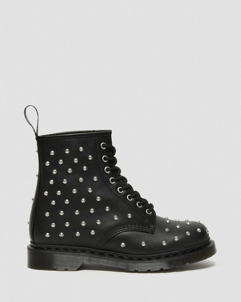 Black Dr Martens 1460 Stud Wanama Leather Lace Up Boots (Wanama) Boots | AZ26-P1GR