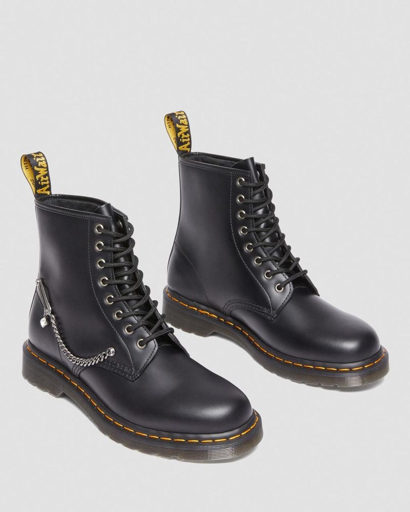 Black Dr Martens 1460 Swarovski Leather Lace Up Boots (Smooth Leather) Boots | IF80-L8UT