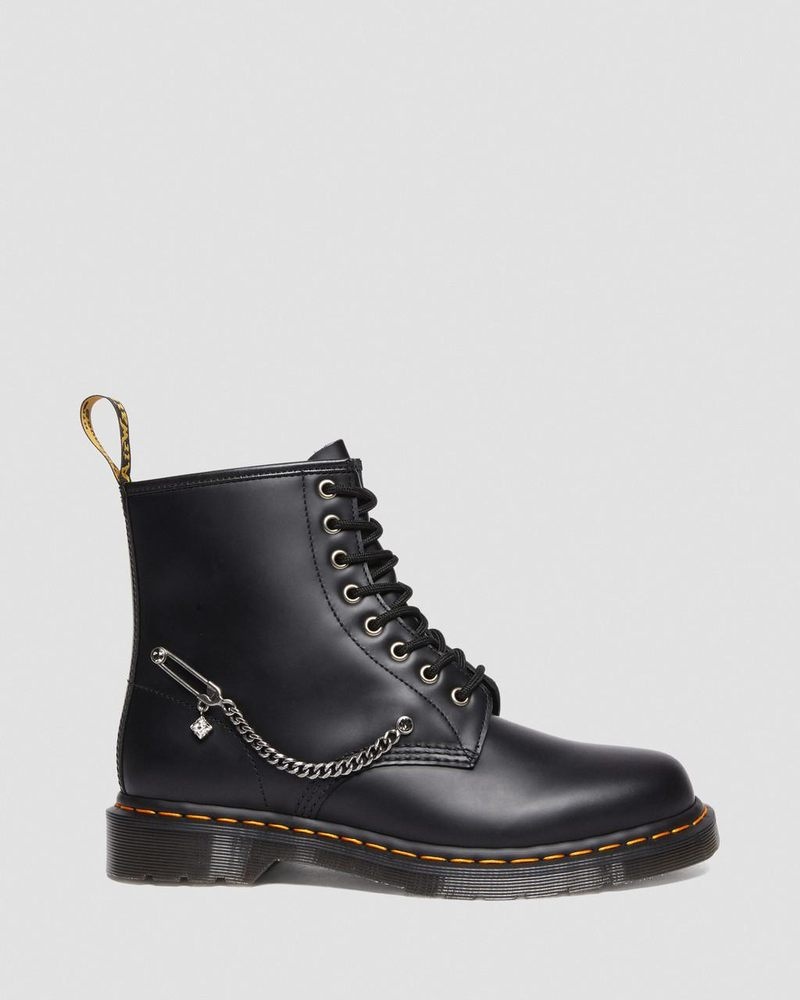 Black Dr Martens 1460 Swarovski Leather Lace Up Boots (Smooth Leather) Boots | IF80-L8UT