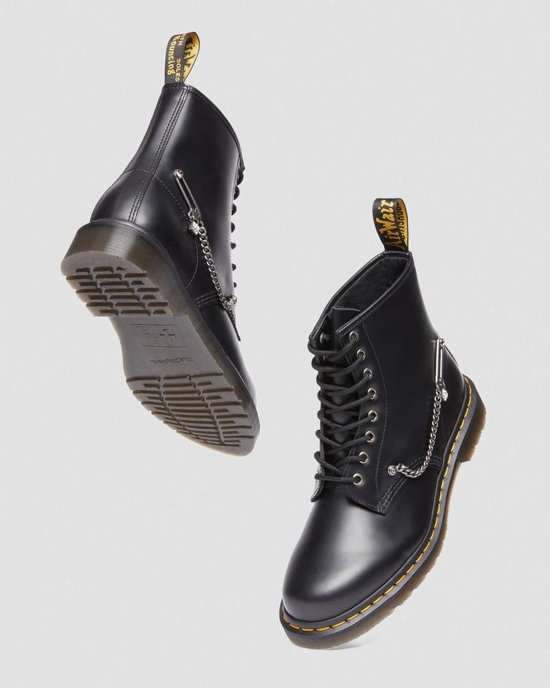 Black Dr Martens 1460 Swarovski Leather Lace Up Boots (Smooth Leather) Boots | IF80-L8UT