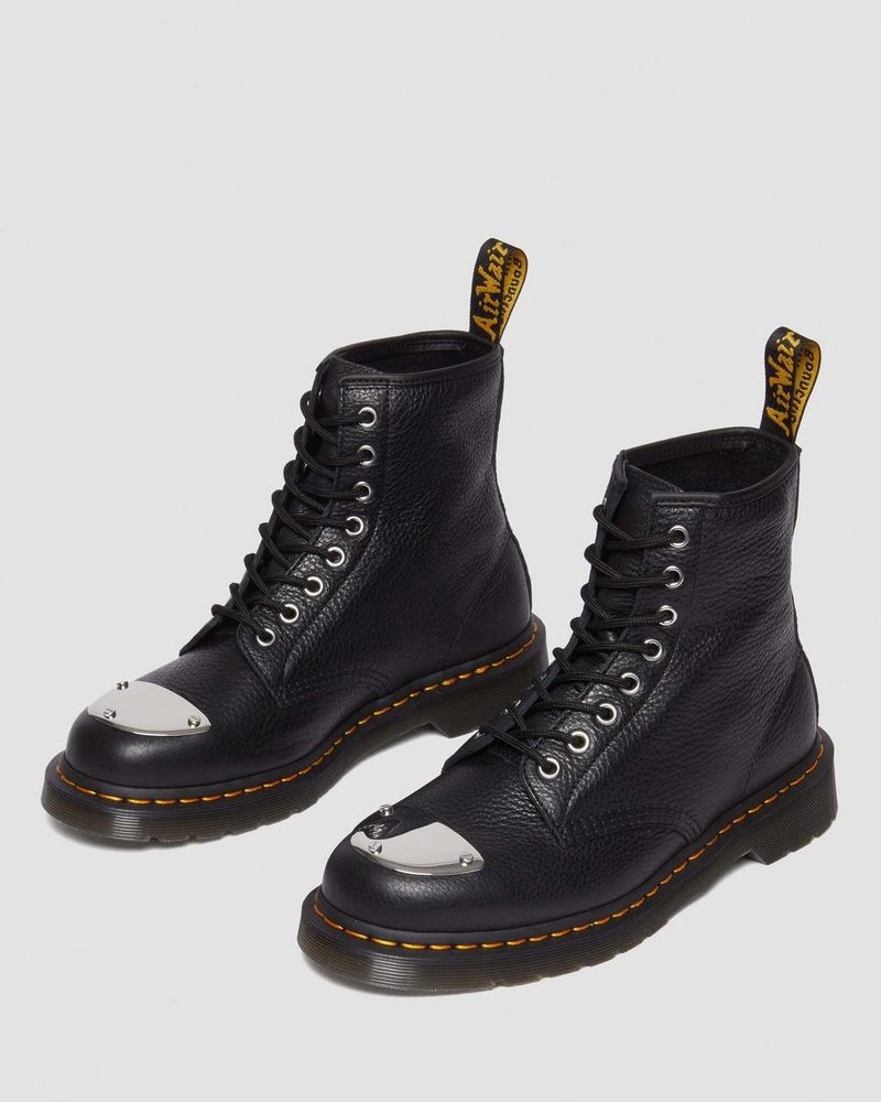 Black Dr Martens 1460 Toe Plate Lunar Leather Jungle Zip Boots (Milled Nappa) Boots | KA34-M2BG