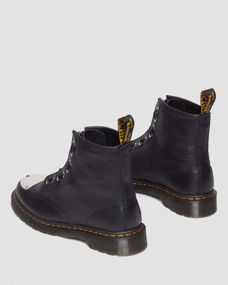 Black Dr Martens 1460 Toe Plate Lunar Leather Jungle Zip Boots (Milled Nappa) Boots | KA34-M2BG