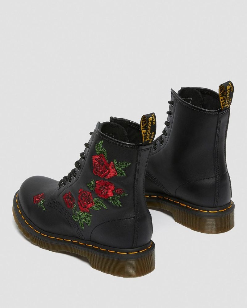 Black Dr Martens 1460 Vonda Floral Leather Lace Up Boots (Softy T) Boots | KS20-Y9MI