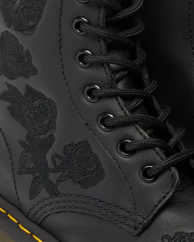 Black Dr Martens 1460 Vonda Mono - Floral Boots (Softy T) Boots | CH21-O3NA