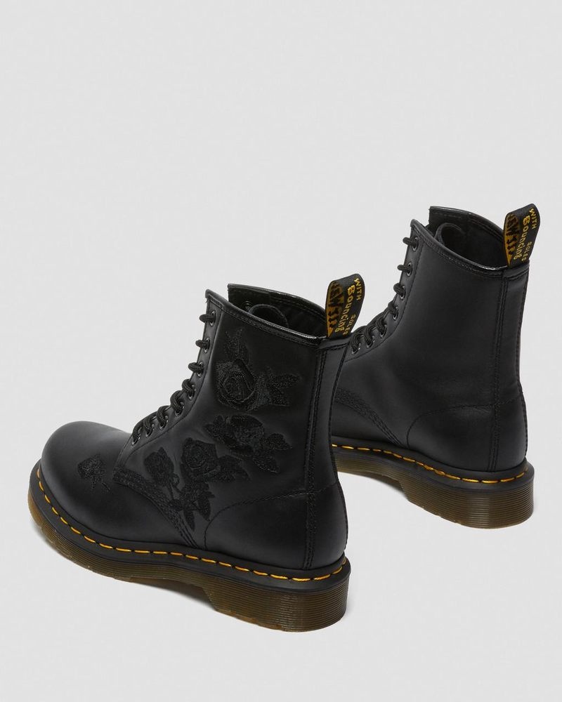 Black Dr Martens 1460 Vonda Mono - Floral Boots (Softy T) Boots | CH21-O3NA