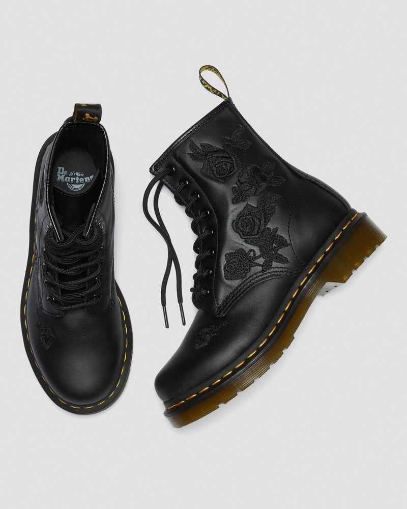 Black Dr Martens 1460 Vonda Mono - Floral Boots (Softy T) Boots | CH21-O3NA