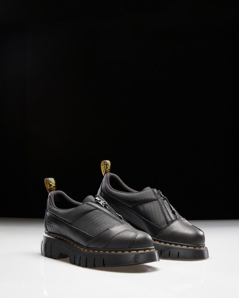 Black Dr Martens 1461 Beta Clubwedge Platform Oxford Shoes (Lunar+Sorento+Hub Ripstop) Platforms Shoes | NW66-P0QN