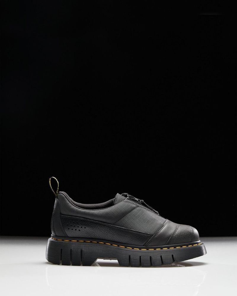 Black Dr Martens 1461 Beta Clubwedge Platform Oxford Shoes (Lunar+Sorento+Hub Ripstop) Platforms Shoes | NW66-P0QN