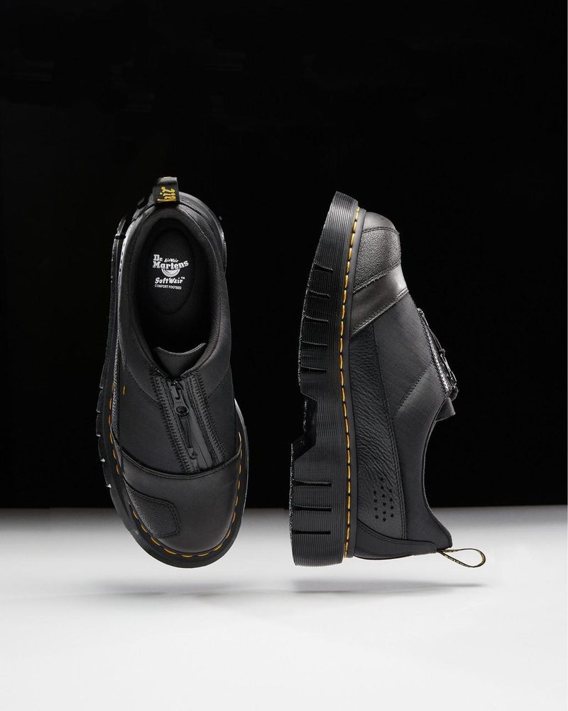 Black Dr Martens 1461 Beta Clubwedge Platform Oxford Shoes (Lunar+Sorento+Hub Ripstop) Platforms Shoes | NW66-P0QN