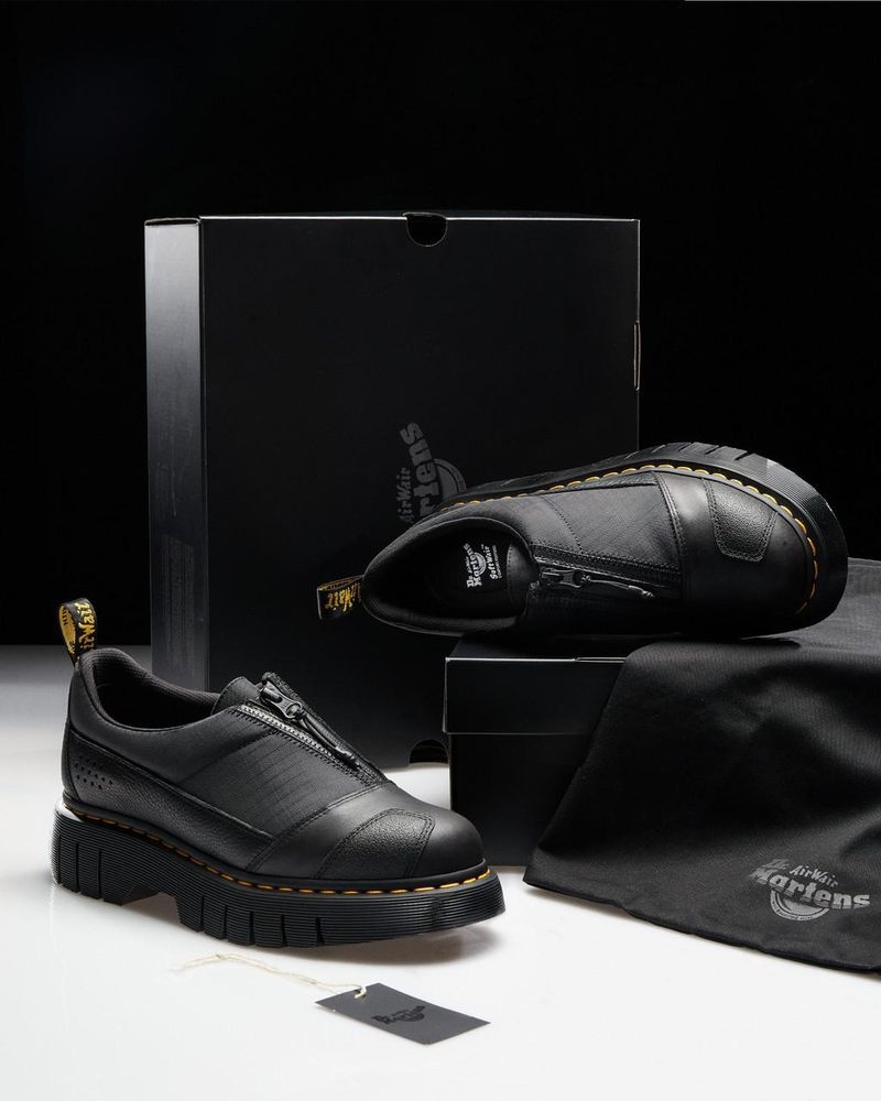 Black Dr Martens 1461 Beta Clubwedge Platform Oxford Shoes (Lunar+Sorento+Hub Ripstop) Platforms Shoes | NW66-P0QN