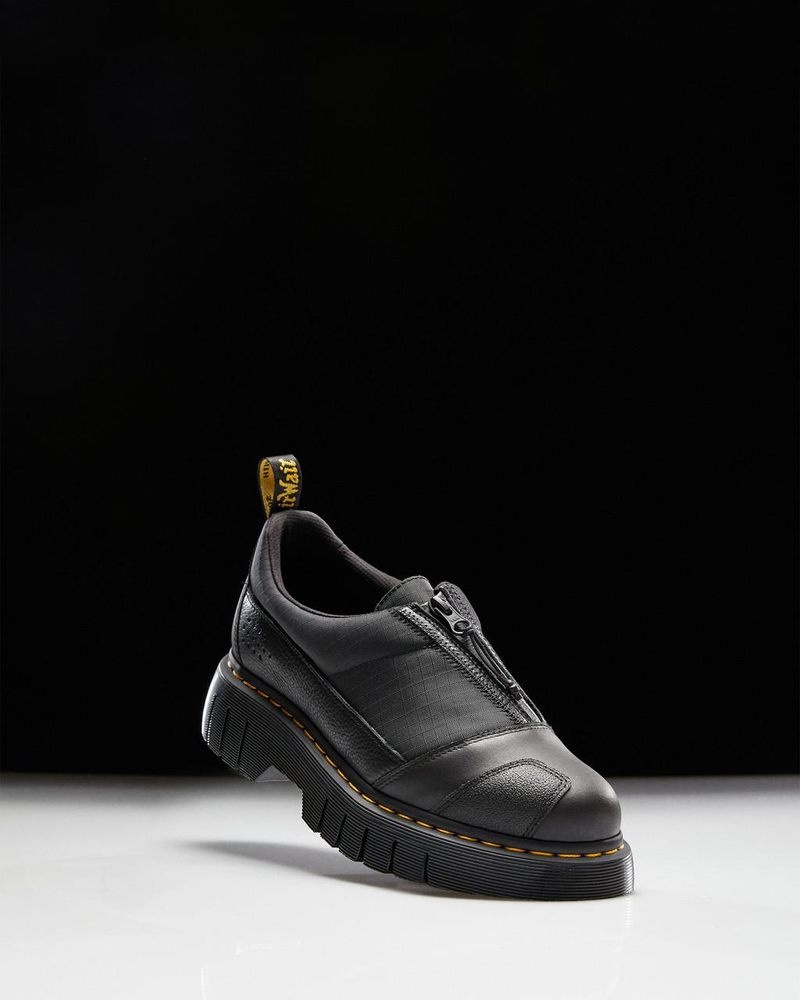 Black Dr Martens 1461 Beta Clubwedge Platform Oxford Shoes (Lunar+Sorento+Hub Ripstop) Platforms Shoes | NW66-P0QN