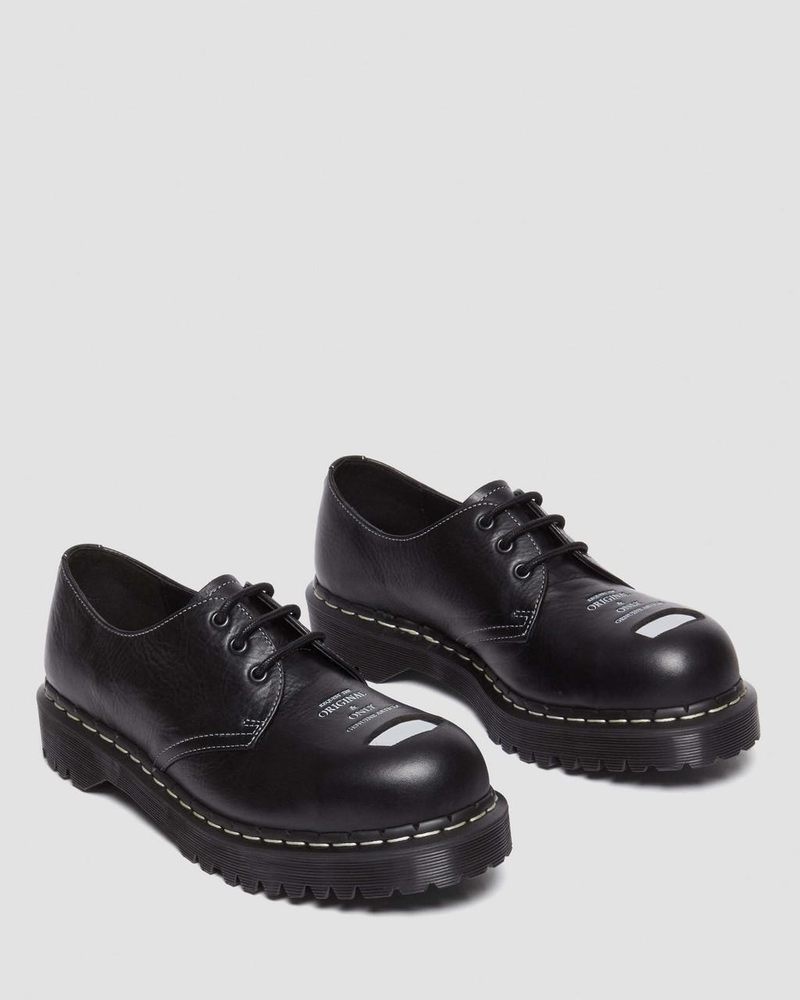 Black Dr Martens 1461 Bex Exposed Steel Toe Oxford Shoes (Overdrive) Shoes | LS70-U2LG