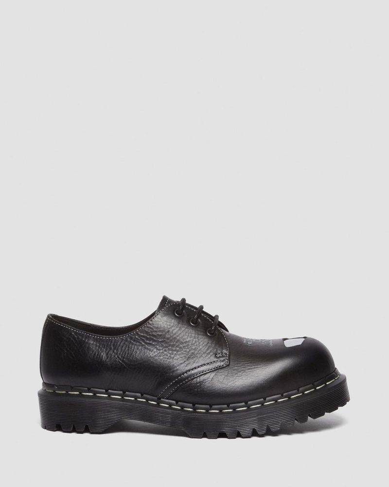 Black Dr Martens 1461 Bex Exposed Steel Toe Oxford Shoes (Overdrive) Shoes | LS70-U2LG