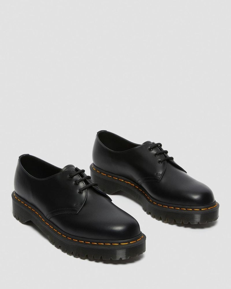 Black Dr Martens 1461 Bex Smooth Leather Oxford Shoes (Smooth Leather) Platforms | ZX28-V1ML